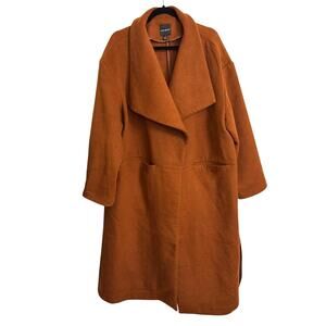 Lane Bryant Peacoat Womens Size 20 Burnt Orange Wool Blend Open Front Coat